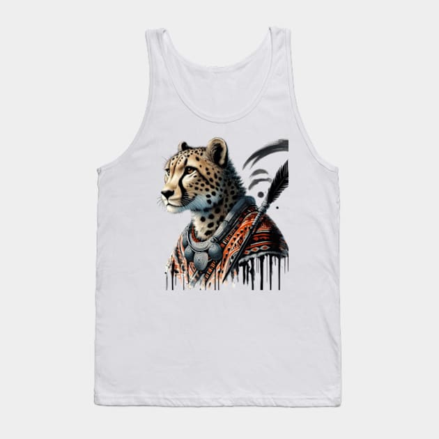 Roar with Style: Authentic African Warrior Cheetah T-Shirt - Limited Edition! Tank Top by Malus Cattus